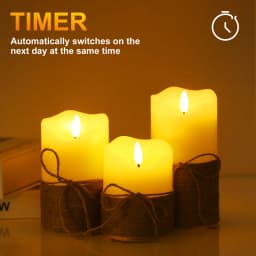 3pcs LED candles flameless candle lights, real wax pillar candle, 10 keys remote control with timer for Home Decoration 4