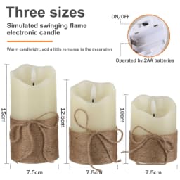 3pcs LED candles flameless candle lights, real wax pillar candle, 10 keys remote control with timer for Home Decoration 2