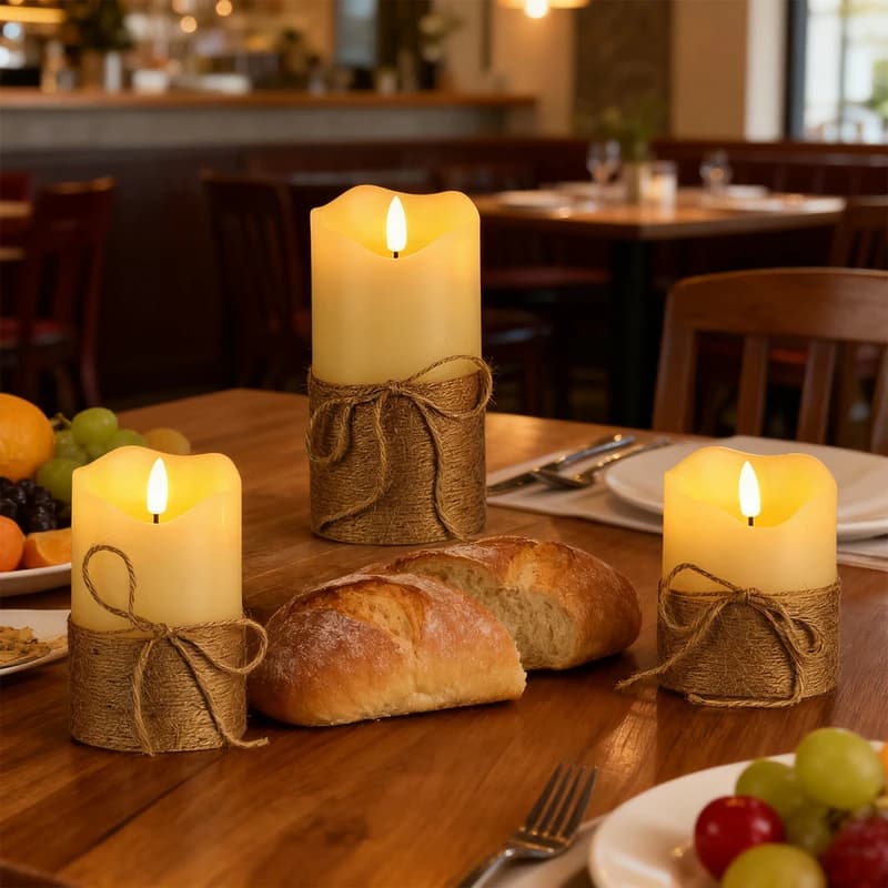 3pcs LED candles flameless candle lights, real wax pillar candle, 10 keys remote control with timer for Home Decoration