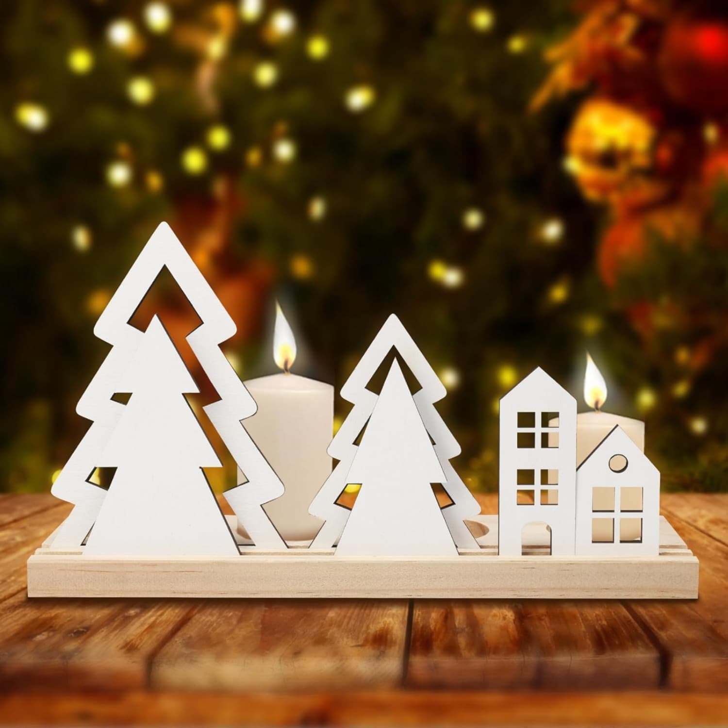 Christmas Tealight Holders, Christmas Tree Candle Holders, Advent Wreath Tealight Holders For 4 Teal