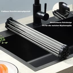 Stainless Steel Draining Rack, 43 X 35 Cm Black Dish Draining Tray With 18 Tubes—Hand Tools 1