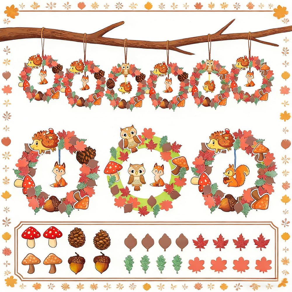 Fall Wreath Set – Includes A Base Wreath And 8 Colored Ribbons
