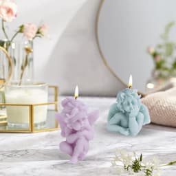 5-Piece Candle Mold Set, DIY 3D Angel Mold With Wicks For Handmade Chocolate And Soap Candle Making 5
