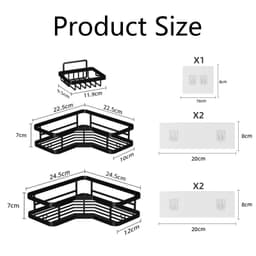 3-Piece Bathroom Corner Shelf Set, Metal Shower Shelf, Corner Shower Shelf For Shampoo & Shower Gel 5