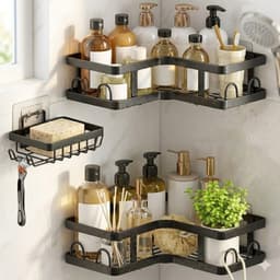 3-Piece Bathroom Corner Shelf Set, Metal Shower Shelf, Corner Shower Shelf For Shampoo & Shower Gel 3