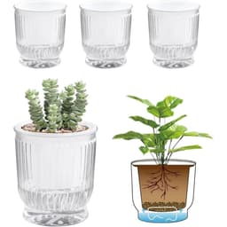 4-Piece Self-Watering Flower Pots, 10 cm – Flower Pot Set With Cotton Rope And Deep Water Reservoir,