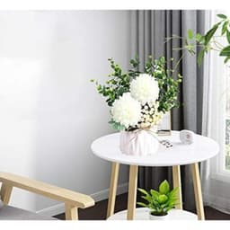 Seasonal Decor—Artificial Hydrangea Flower And Small Ceramic Vase; Artificial Eucalyptus Leaf And Berry Plant; Flower Arrangement For Living Room Decor (White) 2