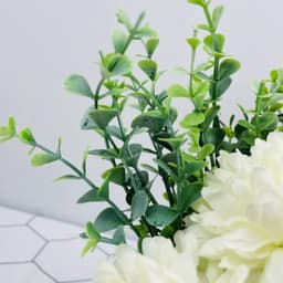Seasonal Decor—Artificial Hydrangea Flower And Small Ceramic Vase; Artificial Eucalyptus Leaf And Berry Plant; Flower Arrangement For Living Room Decor (White) 4