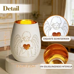 White Tealight Holder – Guardian Angel Design, Glass Lantern For Home & Office 4