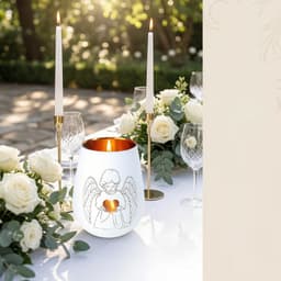 White Tealight Holder – Guardian Angel Design, Glass Lantern For Home & Office 2