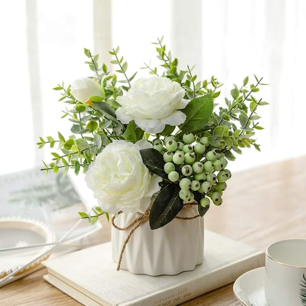 Props, Desk Flower Vase For Home, Office, Decoration, White