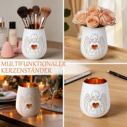 White Tealight Holder – Guardian Angel Design, Glass Lantern For Home & Office 3
