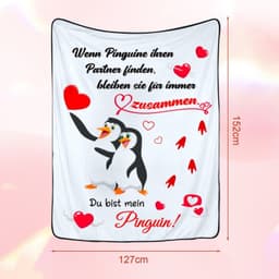 Valentine's Day Gifts For Her And Him, Anniversary Gifts For Her, “I Love You” Gifts For Women And Men, Personalized Penguin Blanket, Valentine's Day, Gifts For Partners (Women And Men), 62x52 Inches 4