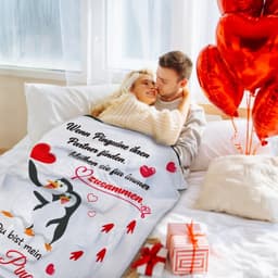 Valentine's Day Gifts For Her And Him, Anniversary Gifts For Her, “I Love You” Gifts For Women And Men, Personalized Penguin Blanket, Valentine's Day, Gifts For Partners (Women And Men), 62x52 Inches 3