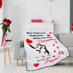Valentine's Day Gifts For Her And Him, Anniversary Gifts For Her, “I Love You” Gifts For Women And Men, Personalized Penguin Blanket, Valentine's Day, Gifts For Partners (Women And Men), 62x52 Inches 2