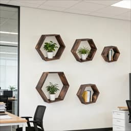 Set Of 5 Hexagonal Wall Shelves, Corner Shelves - Wooden Decorative Shelves For Home Decor Items - In Stock 4