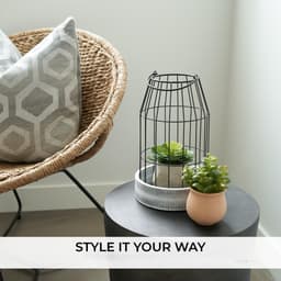 2-piece Rustic Lantern Set In A Country House Style—candle Holders Made Of White Wood And Metal With Wire Accents, Perfect For Decorating The Living Room, The Mantel, And As A Table Centerpiece 2