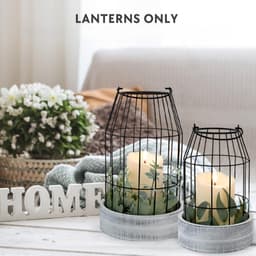 2-piece Rustic Lantern Set In A Country House Style—candle Holders Made Of White Wood And Metal With Wire Accents, Perfect For Decorating The Living Room, The Mantel, And As A Table Centerpiece 5
