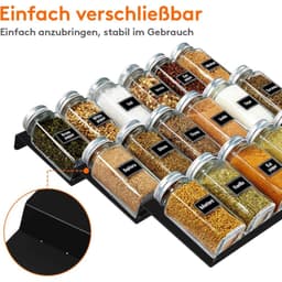 2-Piece Black Plastic Spice Drawer Organizer, Expandable Adjustable Shelves, Space-Saving Countertop