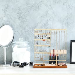 1-Piece 5-Tier Jewelry Organizer With 108 Earring Holes, Necklace Rack & Ring/Bracelet Holders - Desktop Storage Stand For Home, Jewelry Organizer, Multi-Tier System, Compact Design, Jewelry Towers 2
