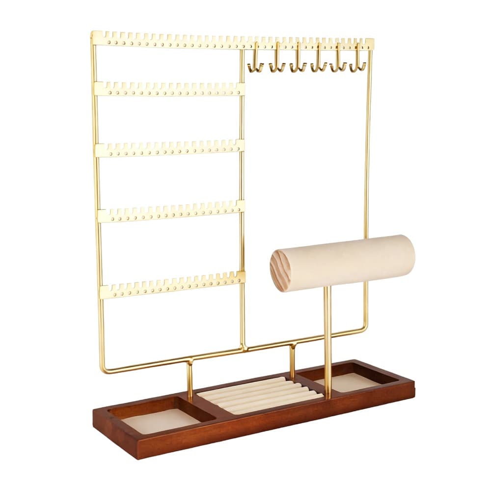 1-Piece 5-Tier Jewelry Organizer With 108 Earring Holes, Necklace Rack & Ring/Bracelet Holders - Des