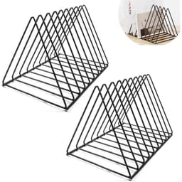 Set Of 2 Storage Shelves With 9 Compartments, Black – Metal Desk Organizer