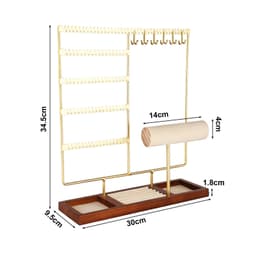 5-Tier Jewelry Organizer With Wooden Base – Gold-Colored, For Necklaces And Earrings 4