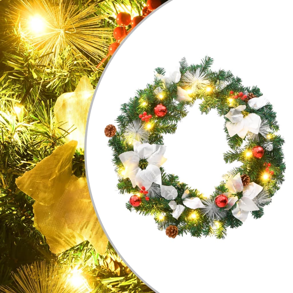 Christmas wreath with LED lights 60 cm PVC