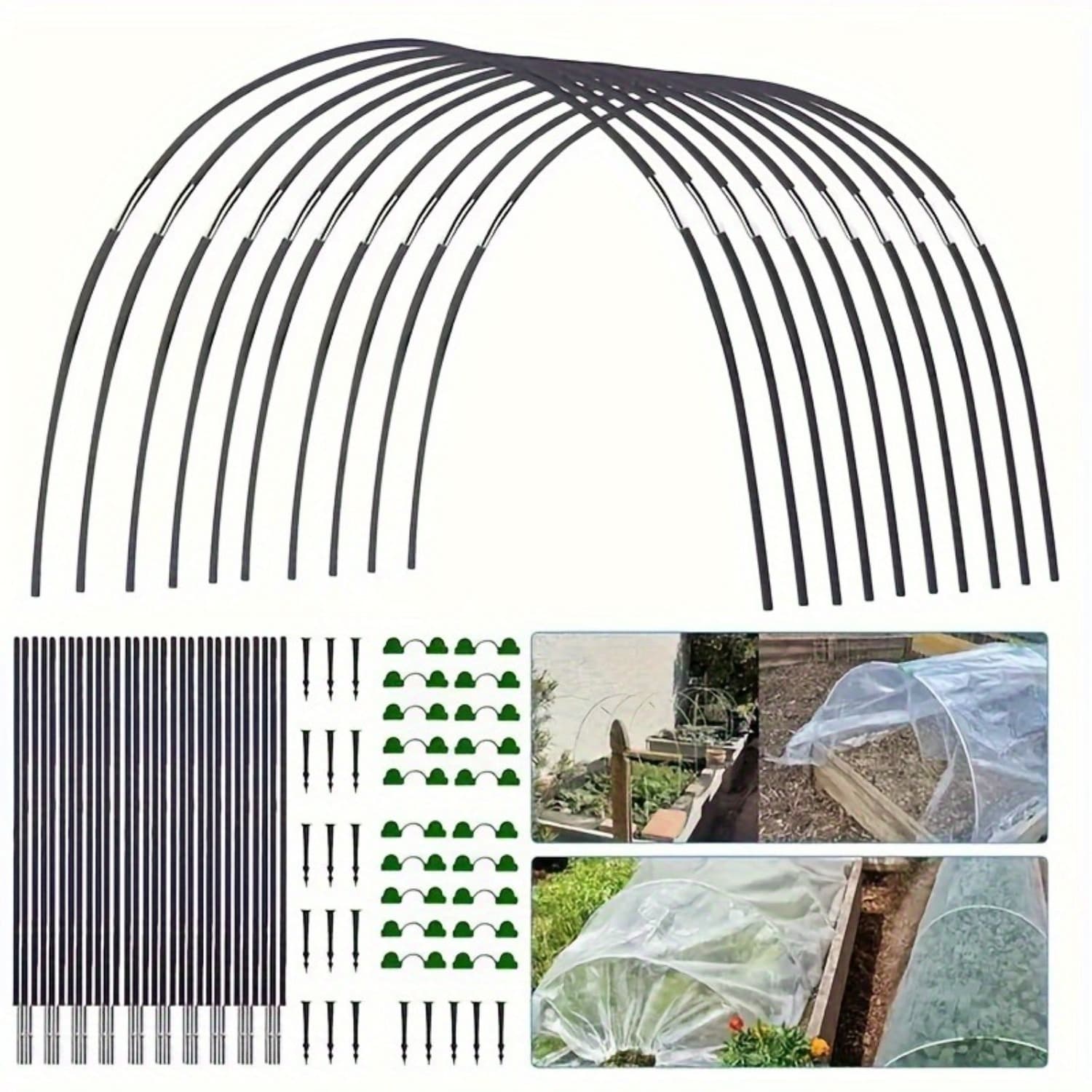 54-Piece Set Of Adjustable Fiberglass Garden Arches, 60–90 Cm – Removable Plant Stakes & Seedling Pr
